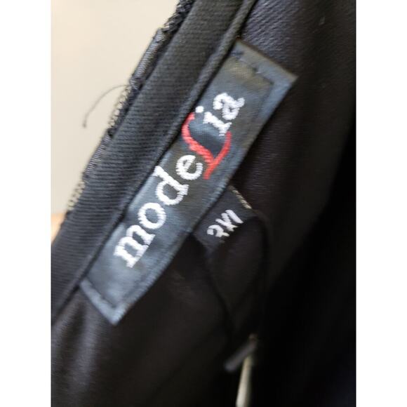 ModeLia Straight Skirt Womens Size 3XL Black Chiffon Lined Layered Side Zip - Picture 3 of 13